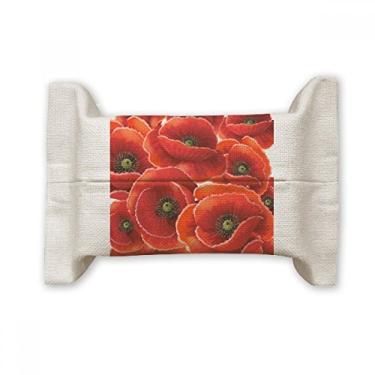 Imagem de Bolsa de linho de algodão com estampa de flores vermelhas de milho