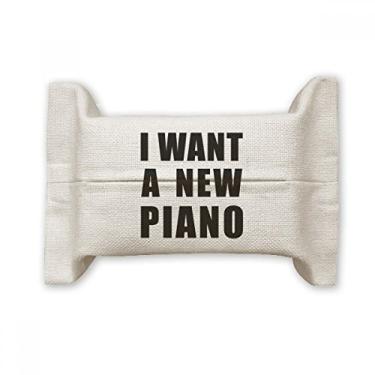 Imagem de Bolsa de linho de algodão para lenços faciais I Want A New Piano