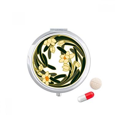 Imagem de Caixa de comprimidos com padrão redondo China Flower Bud Art para armazenamento de remédios