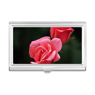 Imagem de Porta-cartões de visita com rosas vermelhas e rosas rosas, porta-cartões