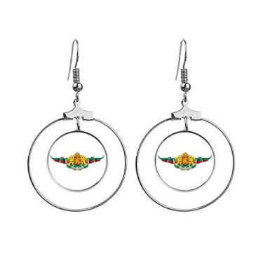 Imagem de Brincos com emblema nacional da bandeira da Bulgária com argola pendente, joia circular