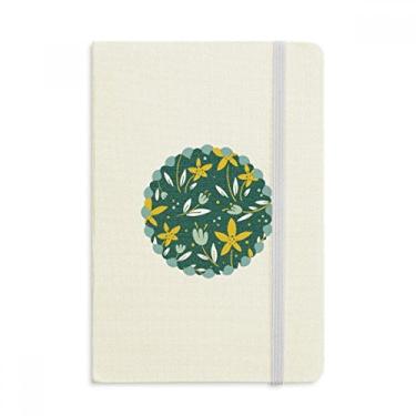 Imagem de Caderno de flores brancas e verde-amarela, capa dura de tecido oficial diário clássico