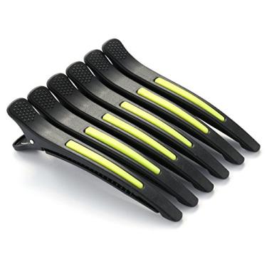 Imagem de 6 peças/conjunto de presilhas de cabelo pin-up de plástico com aba de pato para divisão de cabelo – Pulseira de silicone profissional antiderrapante clipes de salão DIY acessórios grampos de cabelo para mulheres, Blcak-Style3