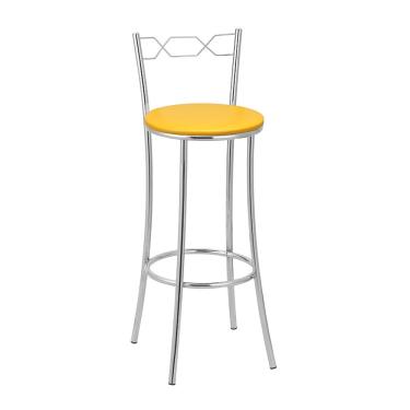 Imagem de Kit 2 Banquetas Cromadas BC51A de Metal e Assento Espuma D15 Treparoni - Amarelo