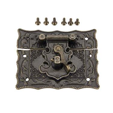 Imagem de 51 * 43mm caixa antiga trinco fechos fivela decorativa jóias presente caixa de madeira hasp trinco gancho com parafusos liga vintage bronze YYDFPIIA