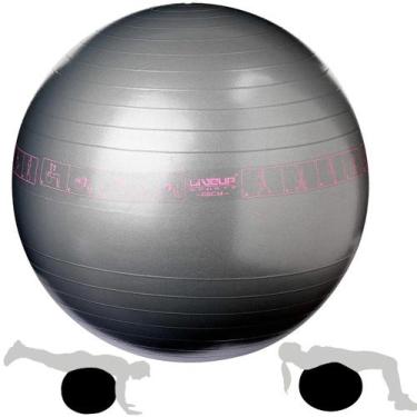 Imagem de Bola Suica 65 Cm Com Ilustracao Para Pilates E Yoga Cor Cinza  Liveup