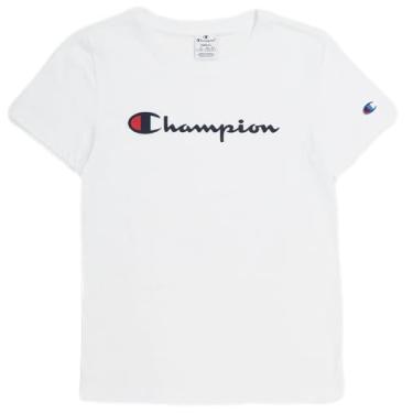 Imagem de Champion Camiseta feminina, camiseta clássica, camiseta confortável para mulheres, escrita (tamanho plus size disponível), Branco óptico, M