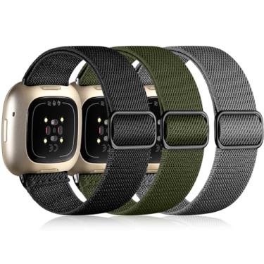 Imagem de Maledan Pulseira elástica compatível com Fitbit Versa 4/Sense 2/Versa 3/Fitbit Sense Bandas masculinas e femininas, pulseira elástica ajustável para relógio Fitbit Versa 3 e acessórios para smartwatch Fitbit Sense