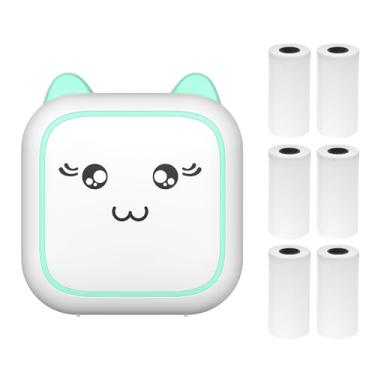 Imagem de Daconovo impressora térmica multifuncional portátil, fabricante de adesivos, foto instantânea, impressão sem tinta, suporte para conexão BT para smartphone com 6 rolos de papel 57 mm, compatível CZ