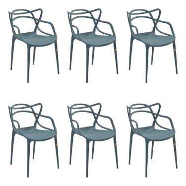 Imagem de Kit 6 Cadeiras Decorativas Sala E Cozinha Feliti (Pp) Verde Petróleo G