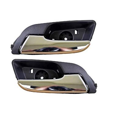 Imagem de PT Auto Warehouse GM-2371MA-DP - Maçaneta interna interna interna da porta, alavanca cromada preta - Par esquerdo/direito