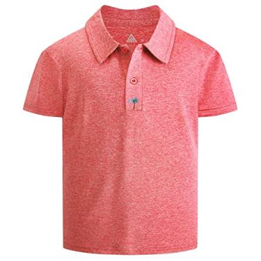 Imagem de WENTTUO Camisa polo masculina manga curta piqué uniforme escolar desempenho gola golfe camisetas macias idade 7-16, #1599 Laranja Vermelha, 13-14 Anos