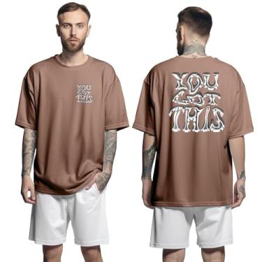 Imagem de Camisa Camiseta Oversized Streetwear Genuine Grit Masculina Larga 100% Algodão 30.1 You Got This - Marrom - G