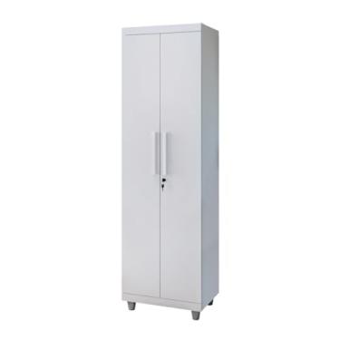 Imagem de Armário Multiuso 2 Portas Com Fechadura Organizador Com Prateleiras - LH Móveis (Branco)