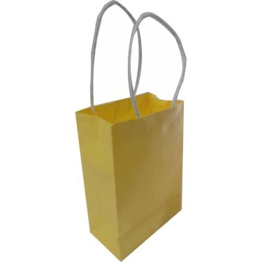 Imagem de Sacola Papel Sulfite Cor Amarelo 11x16x6 cm 50 un Alça Papel