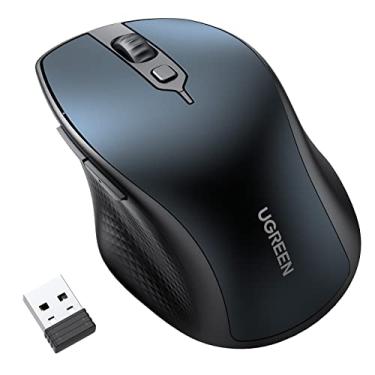 Imagem de UGREEN Mouse sem fio, mouse ergonômico Bluetooth 5.0 para laptop, mouse sem fio 2.4G com receptor USB, 1000/1600/2000/4000 DPI, mouse silencioso de 5 botões para MacBook, PC, desktop, Chromeb