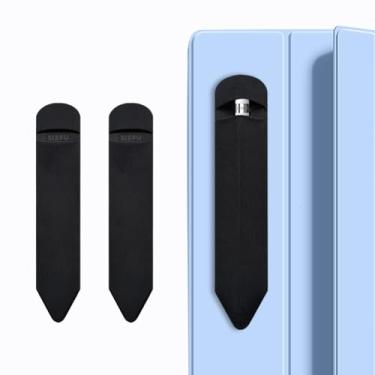 Imagem de SIXFU Suporte de lápis compatível com Apple Pencil Pro/2ª geração/1ª geração/lápis USB-C, bolso com manga elástica adesiva para iPad Pencil e vários tipos de canetas, pacote com 2 (preto)