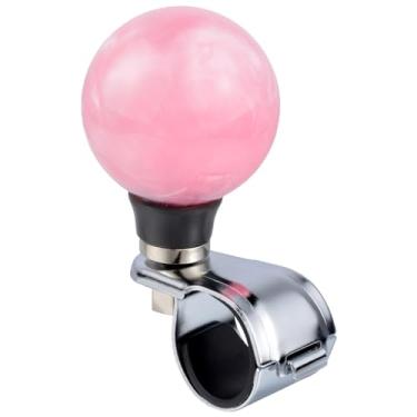 Imagem de Lunsom Botão giratório de roda, puxadores de volante de resina, botão giratório, bola de direção, botão suicida, manípulo elétrico, assistente de giro, adequado para carro, caminhão, SUV, rosa