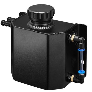 Imagem de BDFHYK Tanque de Reservatório de Transbordamento de Refrigerante 1L Lata de Captura de Expansão Reservatório de Radiador Universal Alumínio Polido Preto