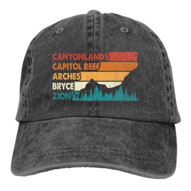 Imagem de Get Lost in The Great Outdoors 2 boné de beisebol golfe pai chapéu ajustável original clássico baixo perfil chapéu de algodão masculino feminino, Canyonlands Capitol Reef Arches Bryce Zion Preto 9,