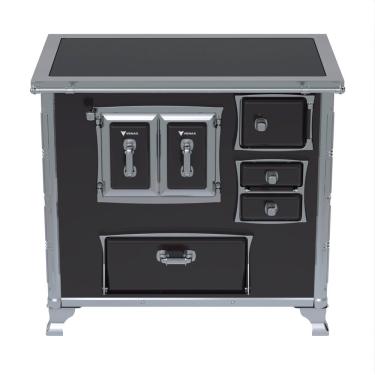 Imagem de Fogão a Lenha Século XVIII Premium N2 Vitrocerâmico Chamine a Direita Venax - Preto