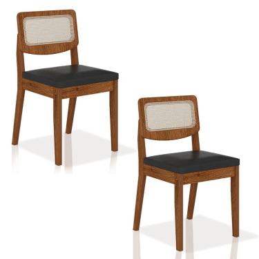 Imagem de Kit 2 Cadeiras Sextavada Bari Freijó/corino Preto - Móveis Arapongas