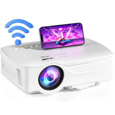 Imagem de Projetor WiFi Portátil -1080P 7500L Vídeo Filme Externo Home Theater HDMI Multimídia Correção Keystone Compatível com Smartphone EXCEL PPT iOS Android (Branco)