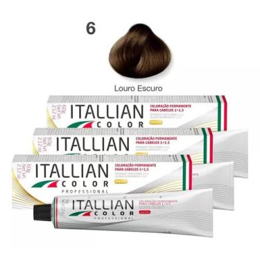 Imagem de Kit 3 Tintas de Cabelo Profissional 6.0 Louro escuro Itallian Color - 