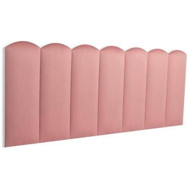 Imagem de Cabeceira Casal Estofada de Colar na Parede Kit 7 Placas Modelo Nuvem 