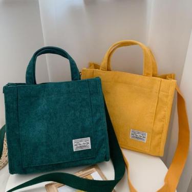 Imagem de Bolsa Sacola Feminina Transversal Saco Veludo Multiuso - Alwy, Amarelo