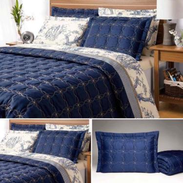 Imagem de Cobre leito colcha porcelana casal queen super moderno luxo com 03 peç