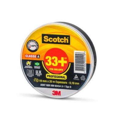 Imagem de Fita Isolante 3M Scotch 33+ 19mmx20m (Caixa C/12 Rolos) - 3M