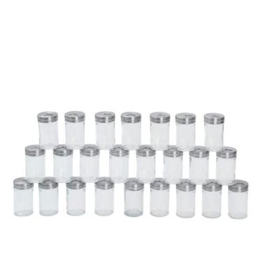 Imagem de Kit 24 Porta temperos com tampa giratória inox e vidro 90ml - Mozcada,