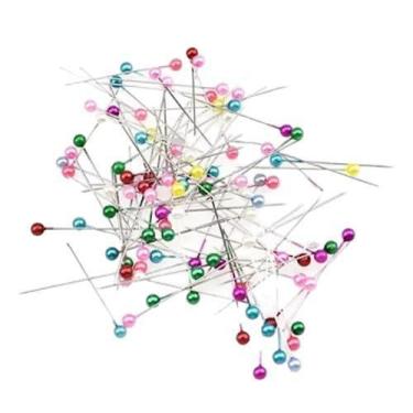 Imagem de Caixa de Alfinete Cabeça Plástica Colorida Com 100 Unidades - Megatex
