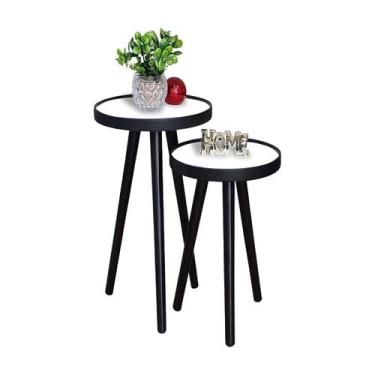 Imagem de Mesa Pé Palito Lateral Pequena Canto Apoio Sofá Redonda Decorativa Ret