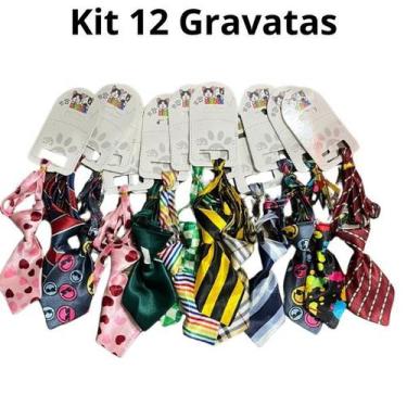 Imagem de PACOTE COM 12 GRAVATA COM REGULAGEM DE TAMANHO PARA PET 16x5cm CORES A