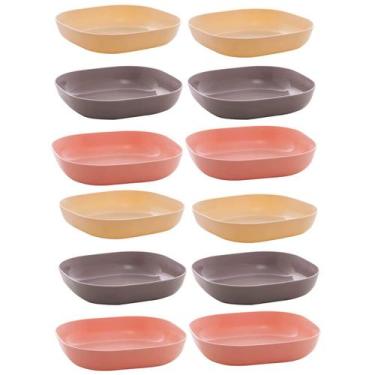 Imagem de 12 Travessas Lyor Petiscos Bowls de Bambu Coloridos 14,5x3cm Sobremesa