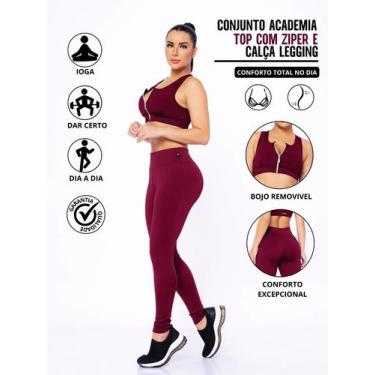 Imagem de Conjunto Academia Top Com Ziper E Bojo E Calça Legging Sinta O Confort