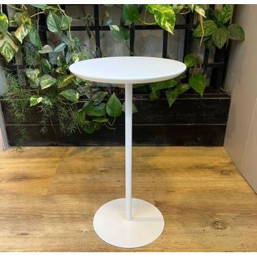 Imagem de Mesa Lateral Tampo 30cm (41 cm altura) - Kolla Mobília, Branco Acetina