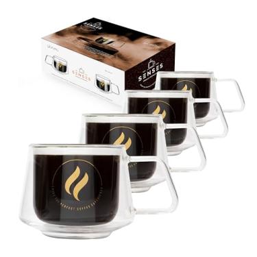 Imagem de GLORAMA Canecas de café de vidro de parede dupla – 300 ml de elegância clara para expresso, cappuccino, chá – isoladas, chiques e inesquecíveis – Experimente o café com todos os seus "sentidos"