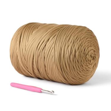 Imagem de (800 g/228 jardas) Fio de camiseta, fio de crochê macio para artesanato e faça você mesmo, tecido de crochê/saco/cesta/porta-copos, tecido elástico 100% poliéster, fios grossos grossos para crochê