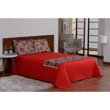 Imagem de Kit Colcha Cobre Leito Valencia Casal 5 Peças Com Xale e Lençol - Bruc