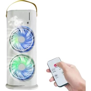 Imagem de Mini Portátil Climatizador Camada Ventilador Dupla Umidificador Hélice Giratório
