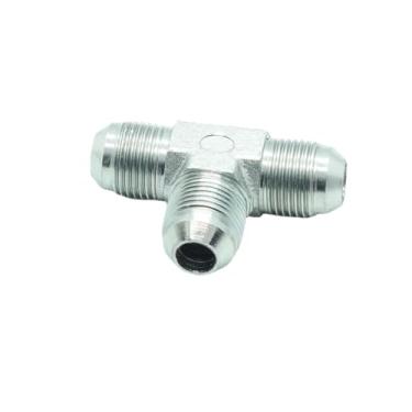 Imagem de CDQBWKJGFJ 1 peça hidráulica 1/5.1 cm JIC (3/10.2 cm-16) 37° Flare Union Tee, JIC macho x JIC macho T adaptador banhado a aço