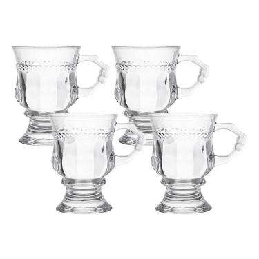 Imagem de Jogo 4 Caneca De Café 117ml Hanover Vidro Cristalino Transparente Xícara Em Casa Tem