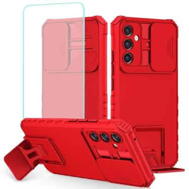 Imagem de Tothedu Capa para Galaxy A35 5G/Galaxy A55 Capa SM-A556U com protetor de tela de vidro temperado e capa de câmera deslizante, capa protetora fina com suporte resistente para Samsung Galaxy A35 5G