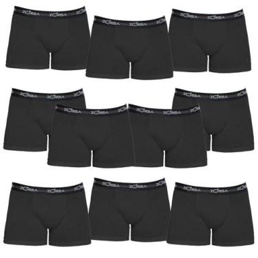 Imagem de Kit 10 Cuecas Boxer Box Zorba Max 702 Cós Elástico 100% Algodão, Preto