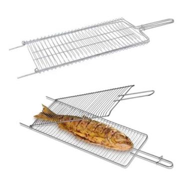 Imagem de 2un Grelha dupla inox dobrável carnes frango peixe carne - Araminas