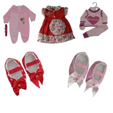 Imagem de 3 roupinhas para Bebê reborn +2 sapatinhos RN - Duda Baby Shop 