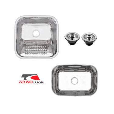 Imagem de Cuba Inox N1 46x30x14cm e Tanque Inox 40x34cm Aço 430 Tecnocuba com Vá